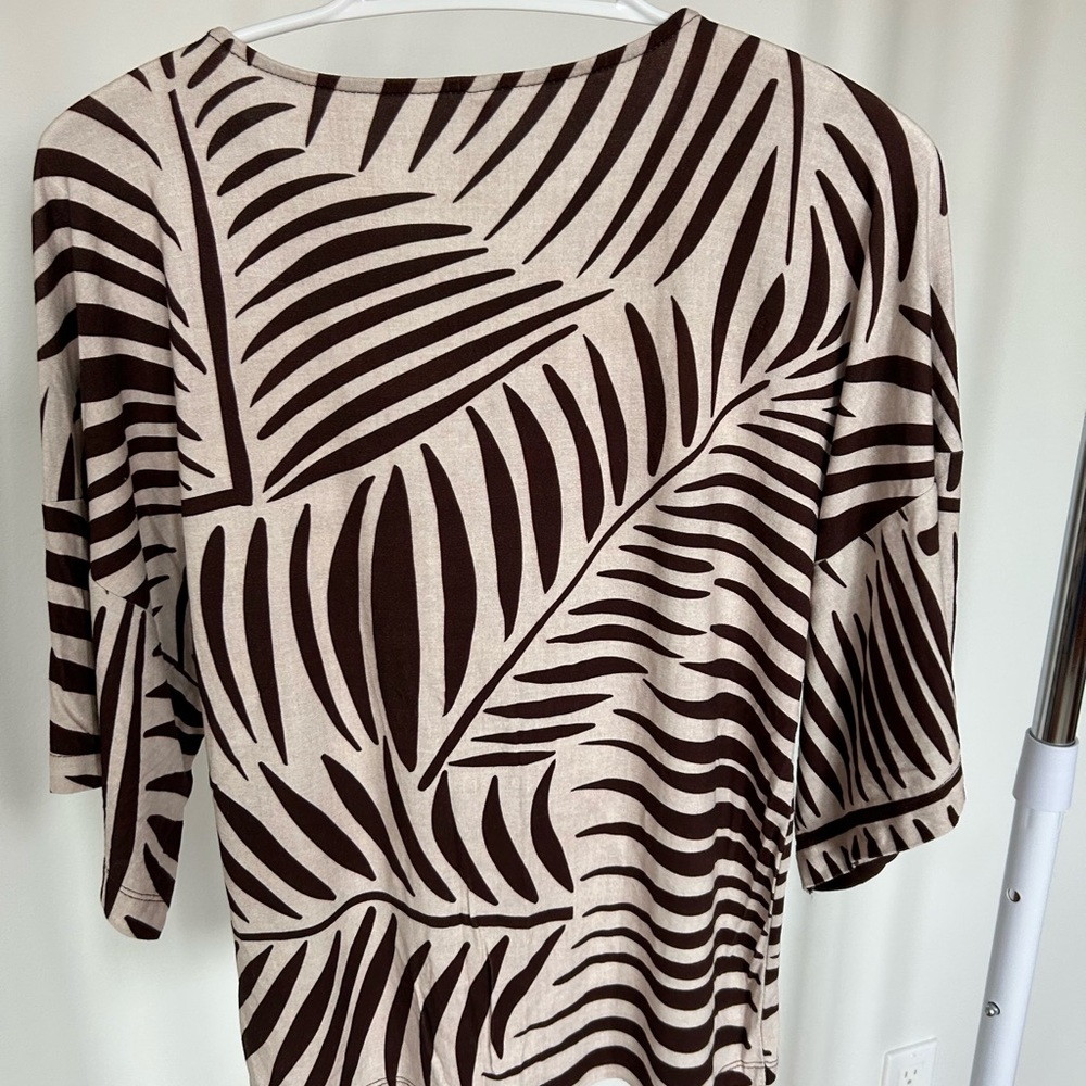Brown and Cream Leaf Print Top